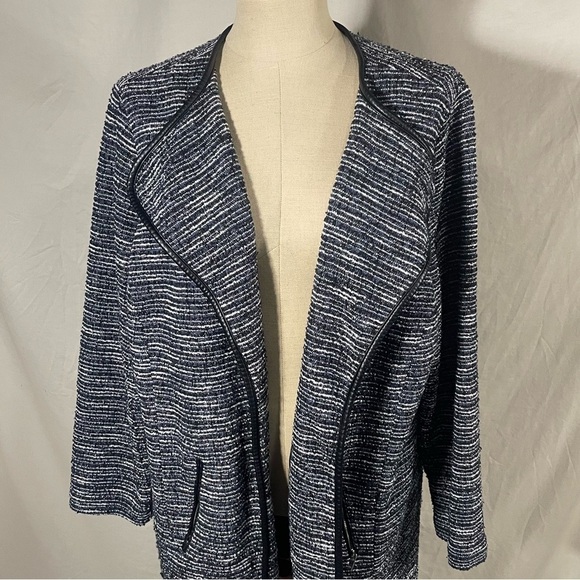 JM Collection Blazer Women's Marled Knit Grey Stripe Work Office Modern Size 2X - Picture 3 of 9